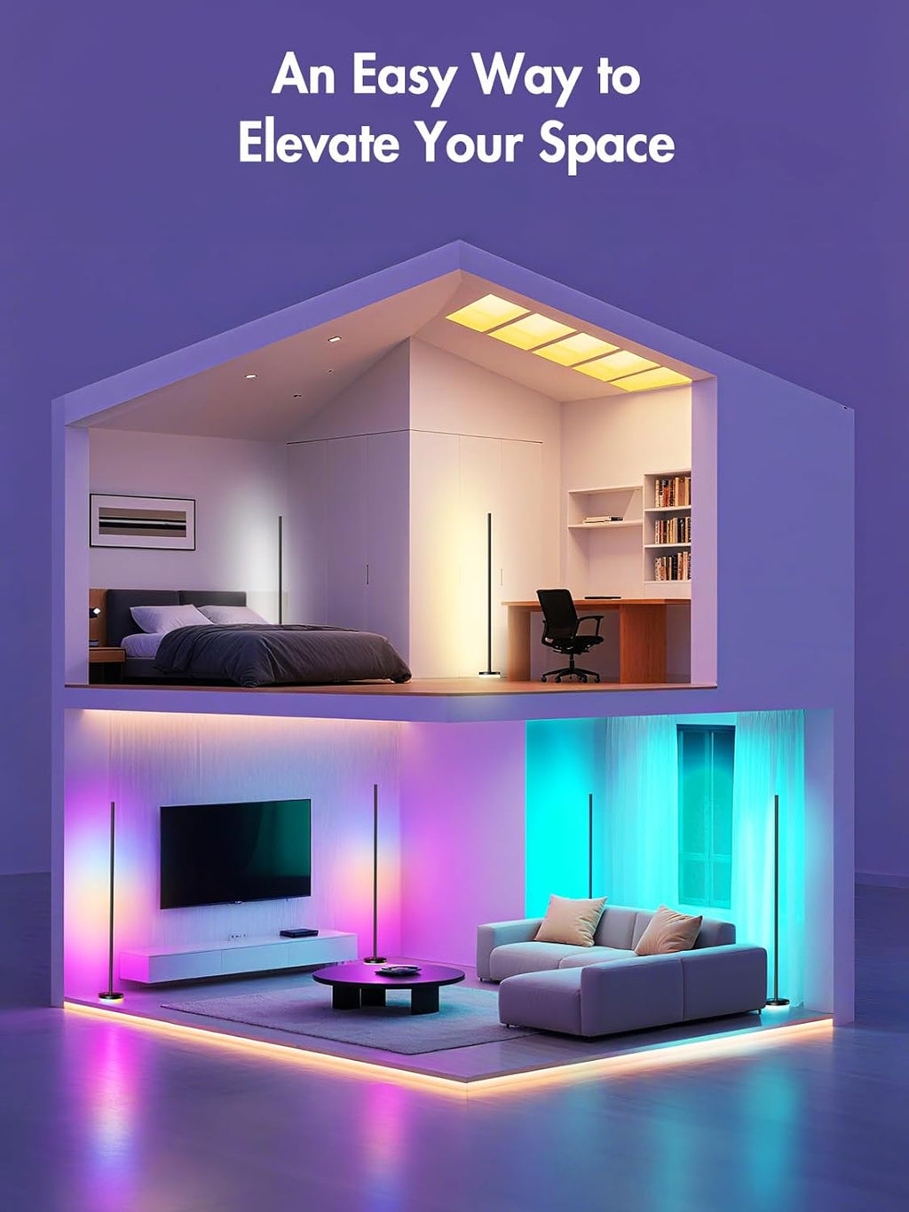 OIYN RGBICW Corner Floor Lamp Pro — 1300lm Ultra Bright - Feature Showcase 7