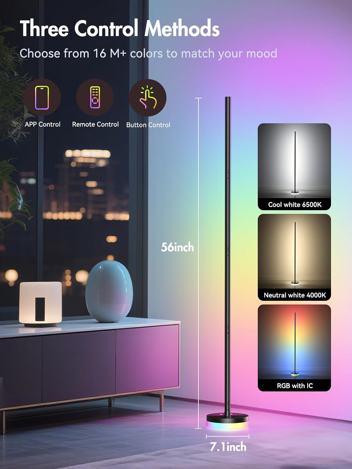 OIYN RGBICW Corner Floor Lamp Pro — 1300lm Ultra Bright - Ambient Lighting Lifestyle Scene