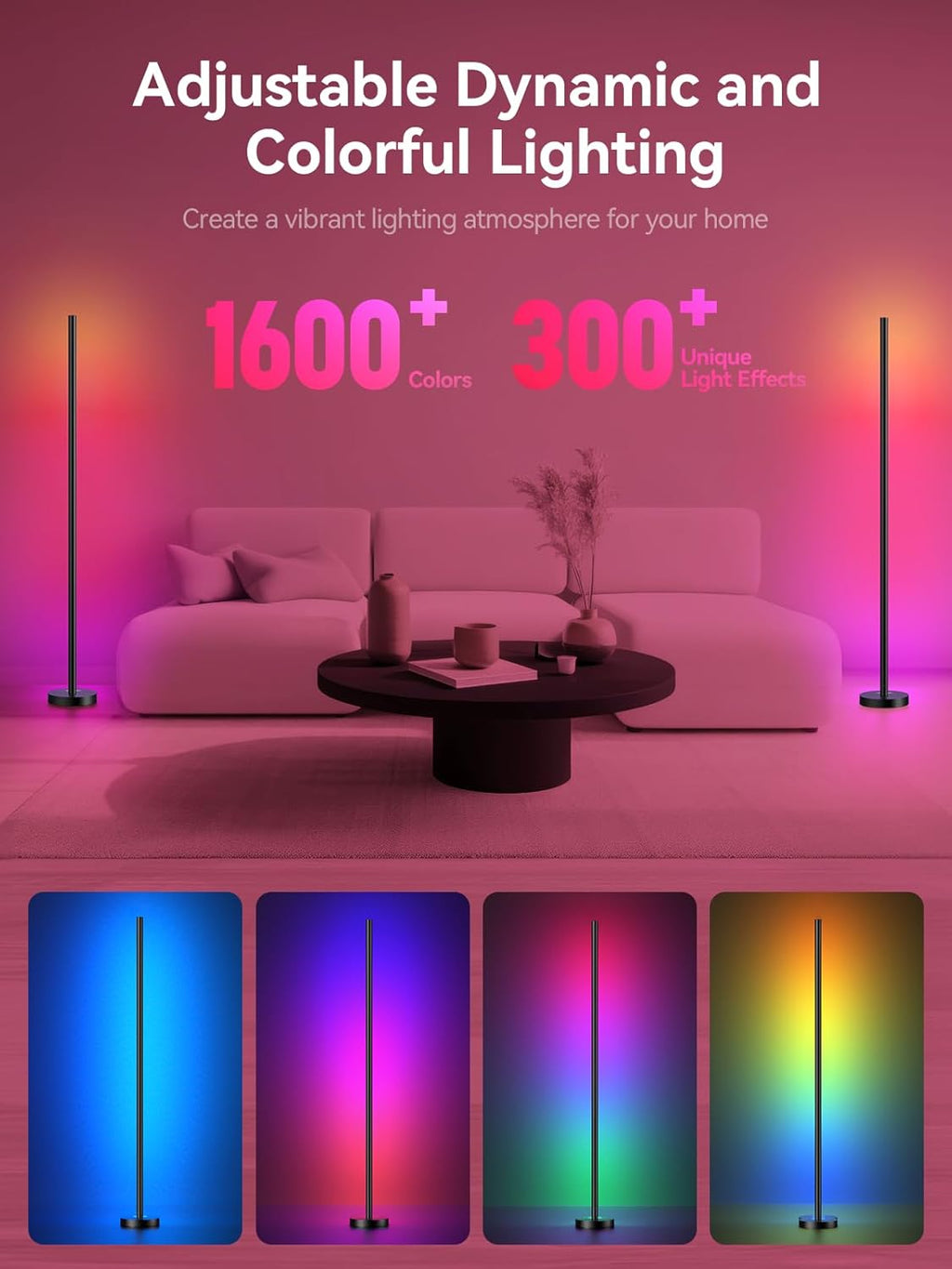 OIYN Smart RGBICW Corner Floor Lamp - Ambient Lighting Lifestyle Scene