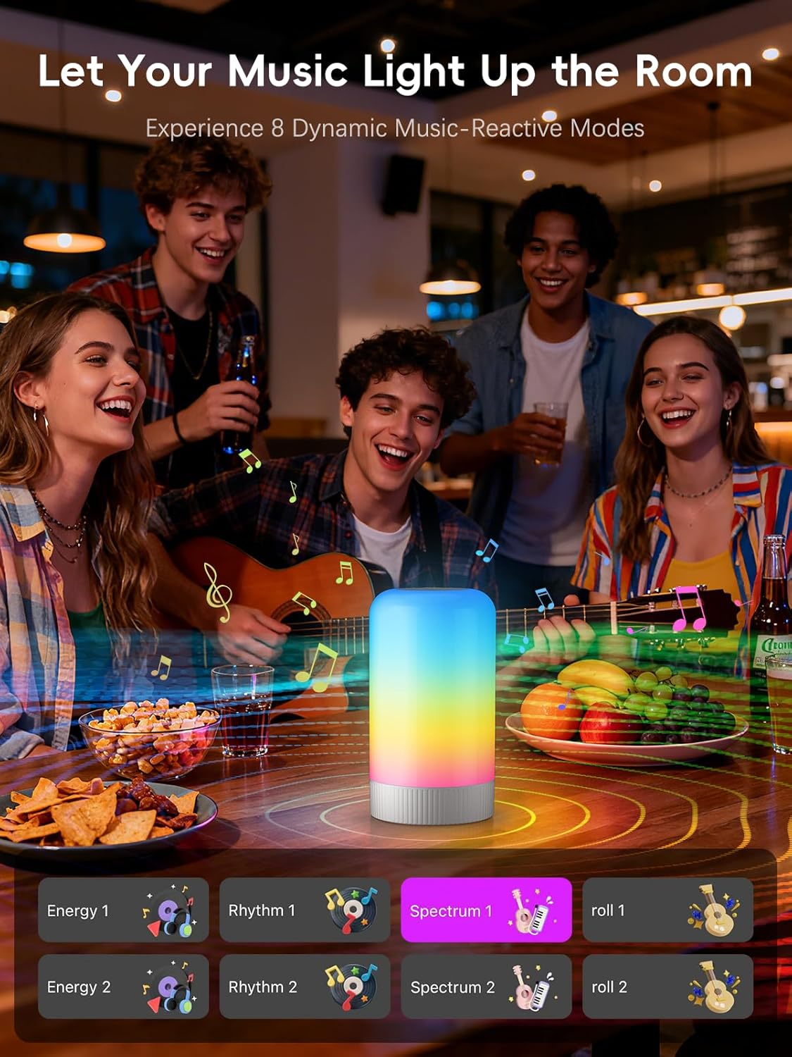 OIYN RGBICWW Smart Table Lamp — Touch Control & Music Sync - Scale and Dimension Reference