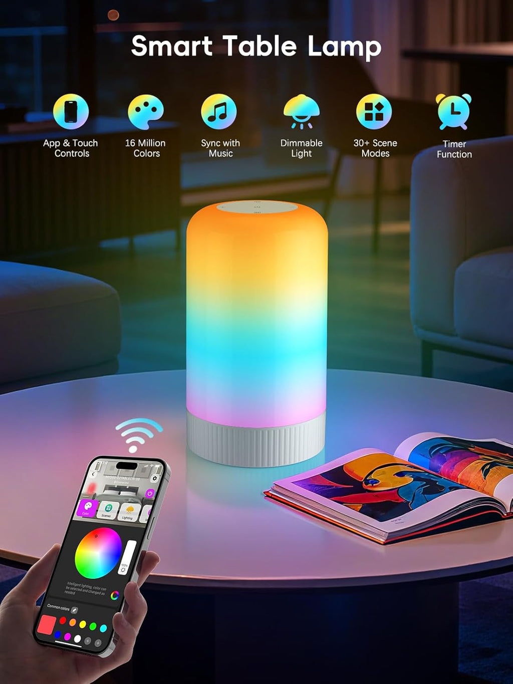 OIYN RGBICWW Smart Table Lamp — Touch Control & Music Sync - Close-up Detail and Texture