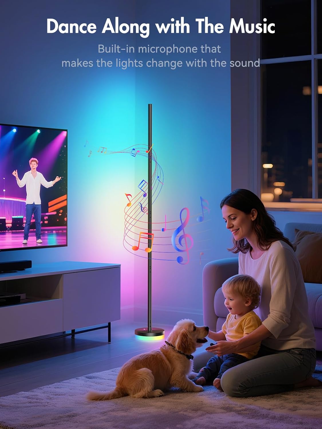 OIYN RGBICW Corner Floor Lamp Pro — 1300lm Ultra Bright - Feature Showcase 4
