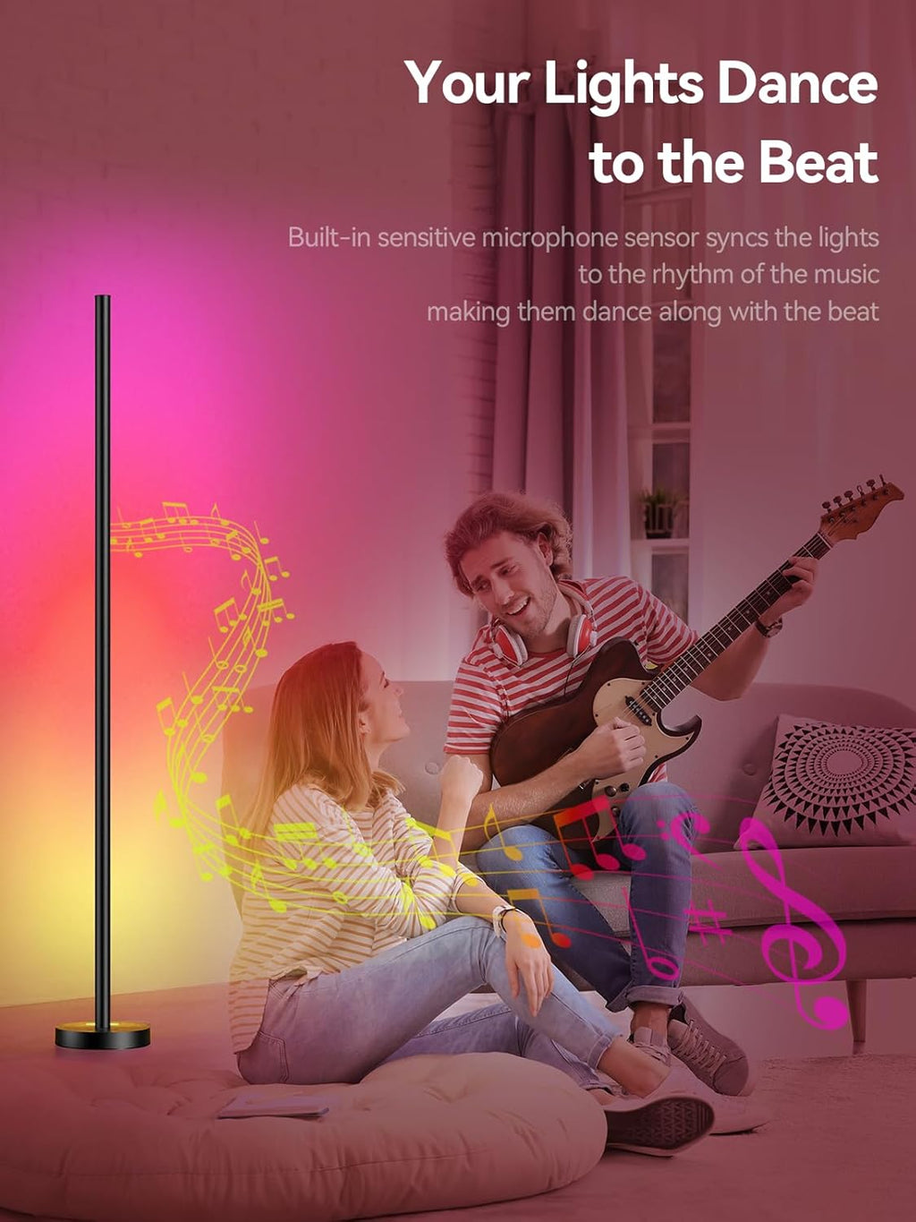 OIYN Smart RGBICW Corner Floor Lamp - Scale and Dimension Reference